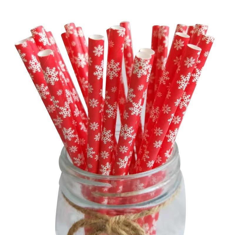 25pcs Christmas Paper Straws Drinking Straw