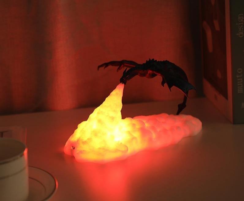 3D Printed LED Fire Dragon Lamps