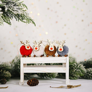 Cute Felt Wooden Elk Christmas Tree Decorations Hanging Pendant Deer Craft Ornament Christmas Decorations
