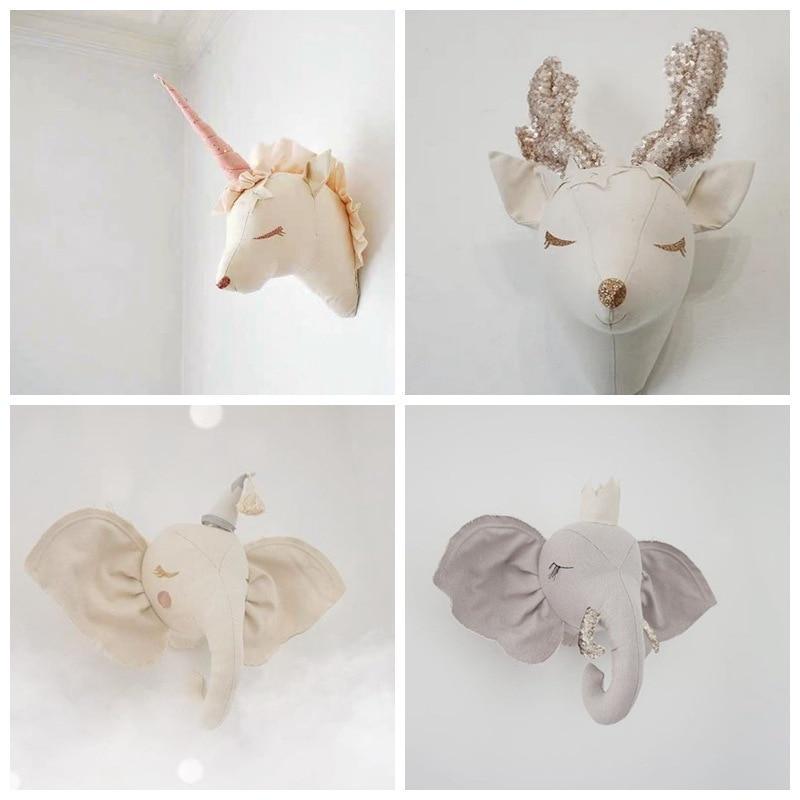 3D Animal Heads Elephant Unicorn Wall Hanging Decor