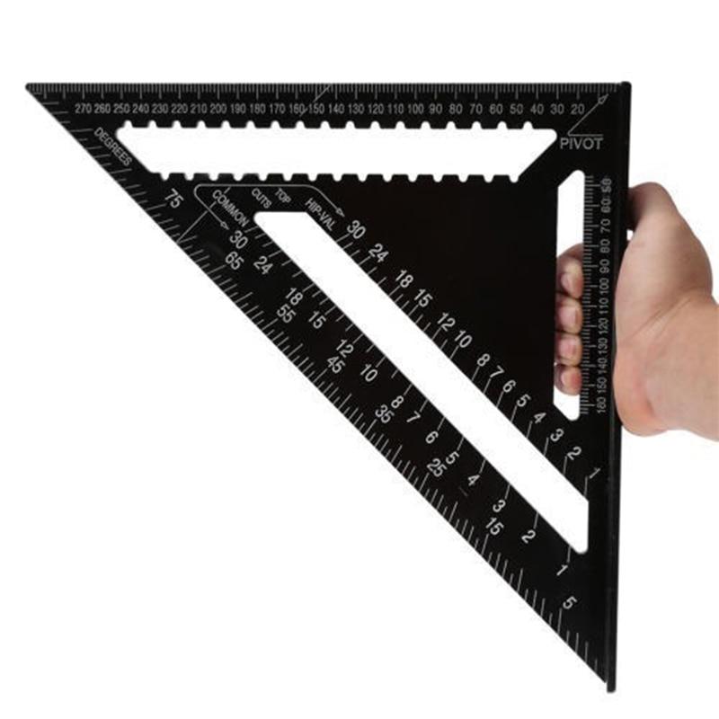 7/12 inch Metric Aluminum Alloy Triangular Angle Measuring Ruler Woodwork Quickly Square Triangle Angle Protractor