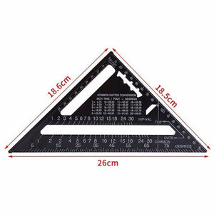 7/12 inch Metric Aluminum Alloy Triangular Angle Measuring Ruler Woodwork Quickly Square Triangle Angle Protractor