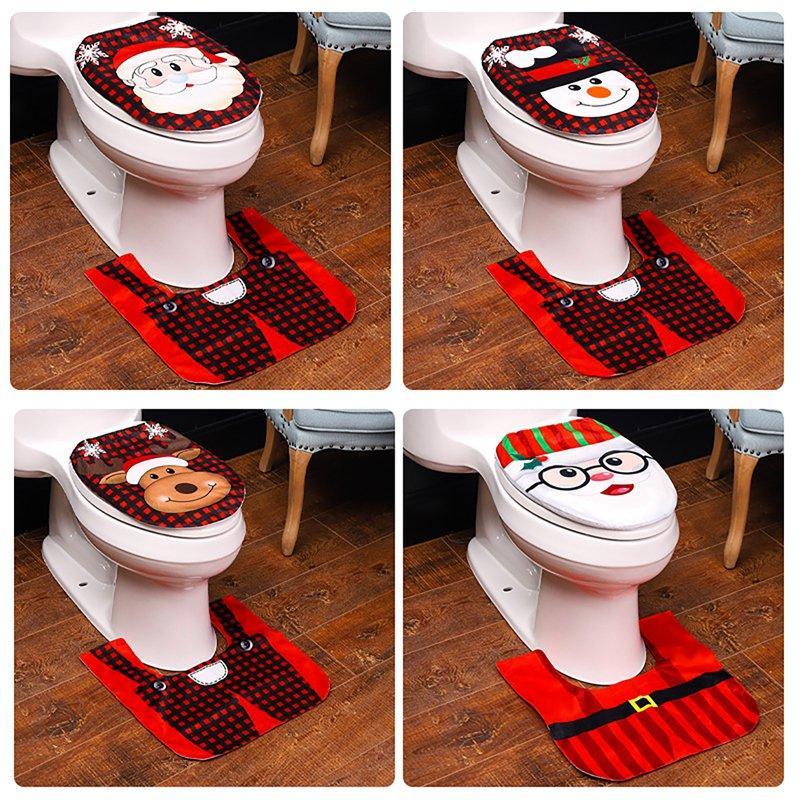 Santa Claus Rug Seat Bathroom Set Merry Christmas Decorations For Home