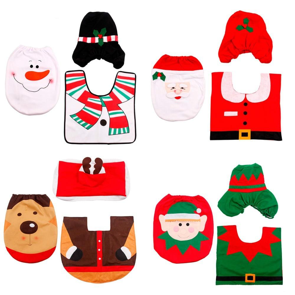 Santa Claus Rug Seat Bathroom Set Merry Christmas Decorations For Home