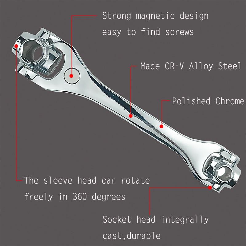 Tiger Wrench Socket Works with Spline Bolts Torx 360 Degree 6-Point 48/8 IN 1 Universial Furniture Car Repair Spanner Hand Tools