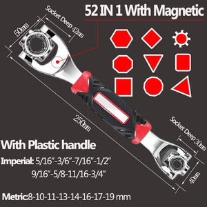 Tiger Wrench Socket Works with Spline Bolts Torx 360 Degree 6-Point 48/8 IN 1 Universial Furniture Car Repair Spanner Hand Tools