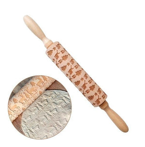 Merry Christmas Elk Wooden Print Rolling Pin