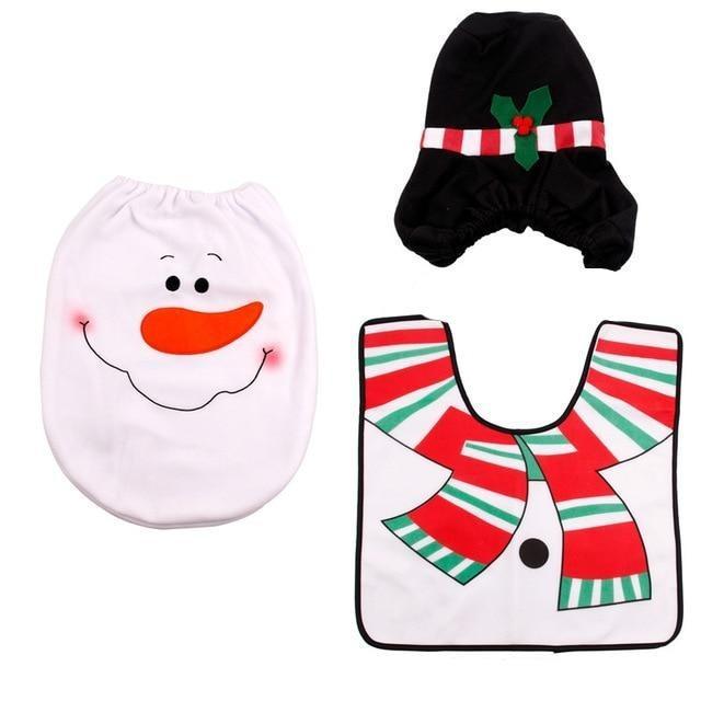 Santa Claus Rug Seat Bathroom Set Merry Christmas Decorations For Home