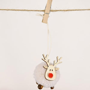 Cute Felt Wooden Elk Christmas Tree Decorations Hanging Pendant Deer Craft Ornament Christmas Decorations