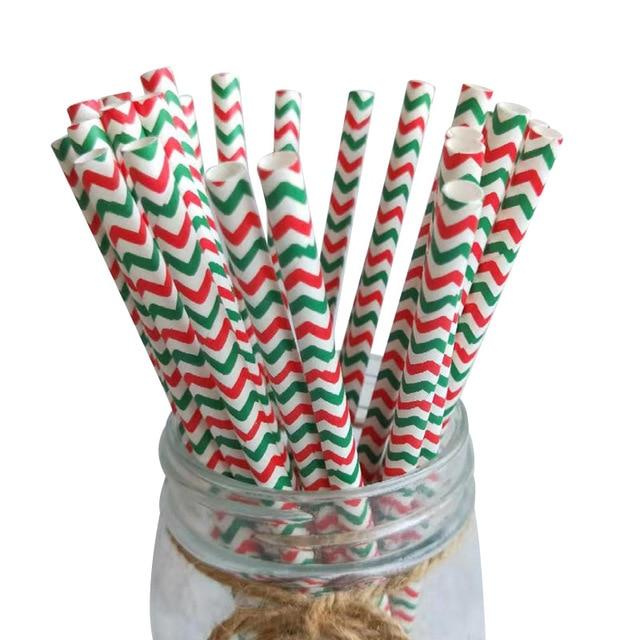 25pcs Christmas Paper Straws Drinking Straw