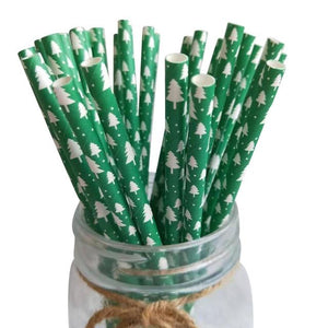 25pcs Christmas Paper Straws Drinking Straw