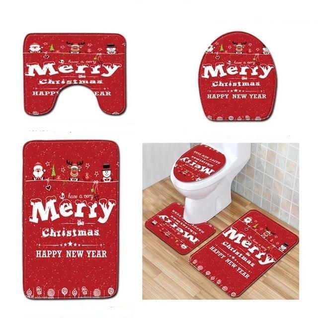 Santa Claus Rug Seat Bathroom Set Merry Christmas Decorations For Home